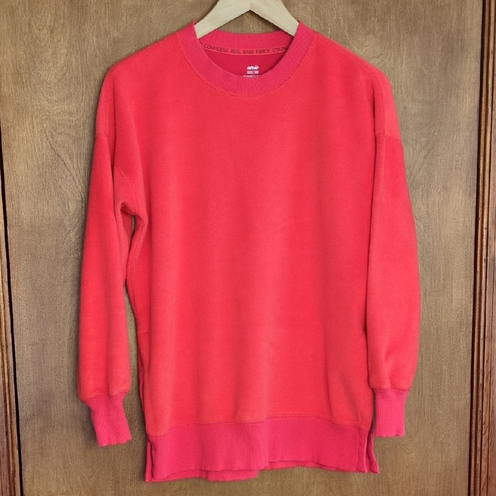 Aerie Fuzzy Fleece Crewneck Sweatshirt Size XXS